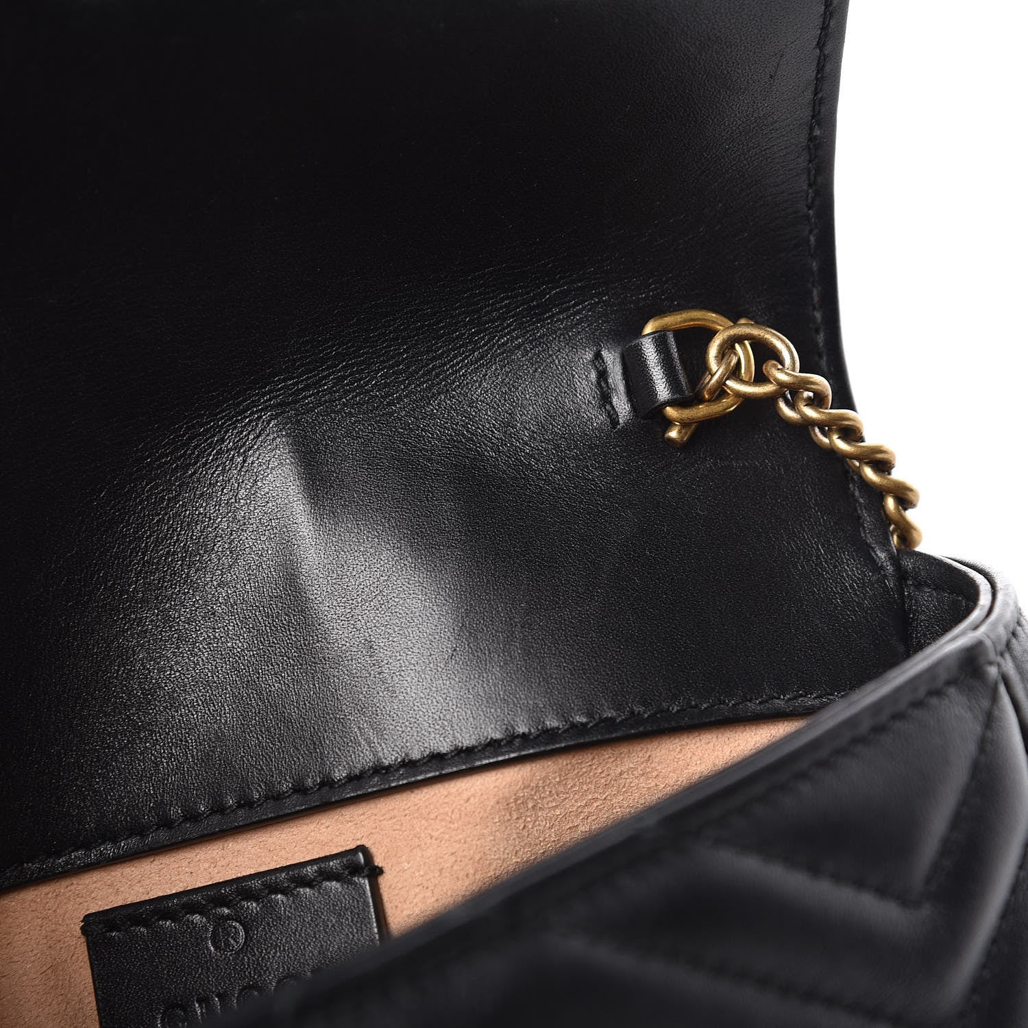 Gucci Calfskin Matelasse Super Mini GG Marmont Shoulder Bag Black 9 of 11
