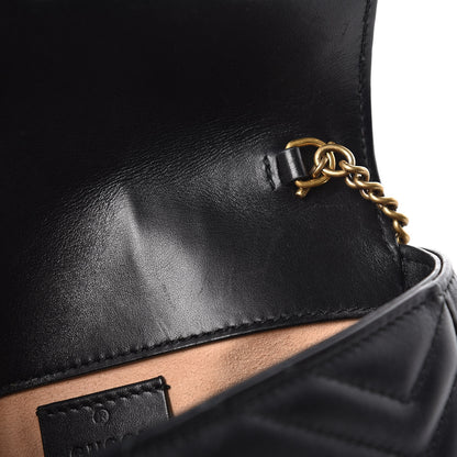 Gucci Calfskin Matelasse Super Mini GG Marmont Shoulder Bag Black 9 of 11