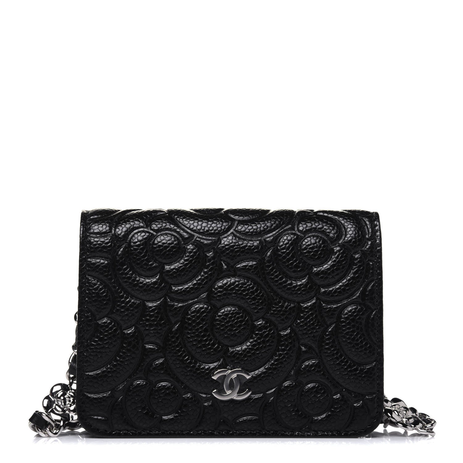 Chanel Caviar Camellia Embossed Chain Belt Bag Black 1 of 11
