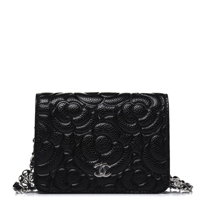 Chanel Caviar Camellia Embossed Chain Belt Bag Black 1 of 11