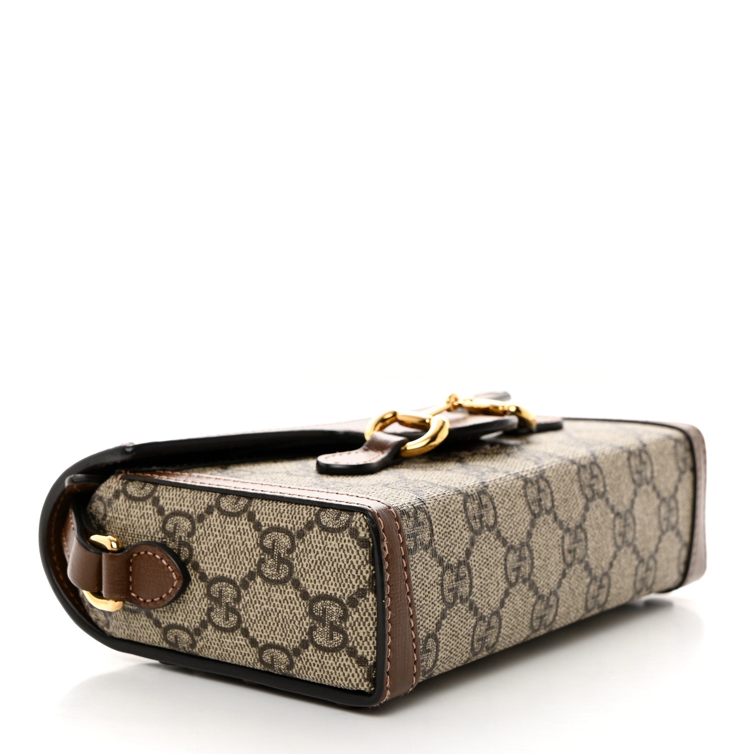 Gucci GG Supreme Monogram Mini Horsebit 1955 Shoulder Bag Beige Brown Sugar 4 of 10