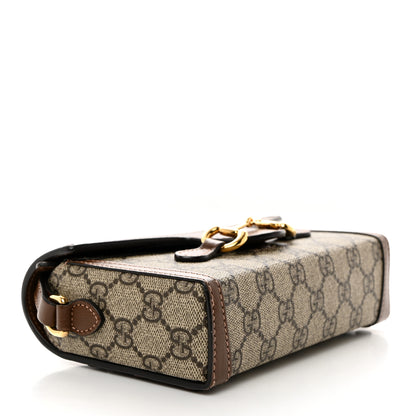 Gucci GG Supreme Monogram Mini Horsebit 1955 Shoulder Bag Beige Brown Sugar 4 of 10
