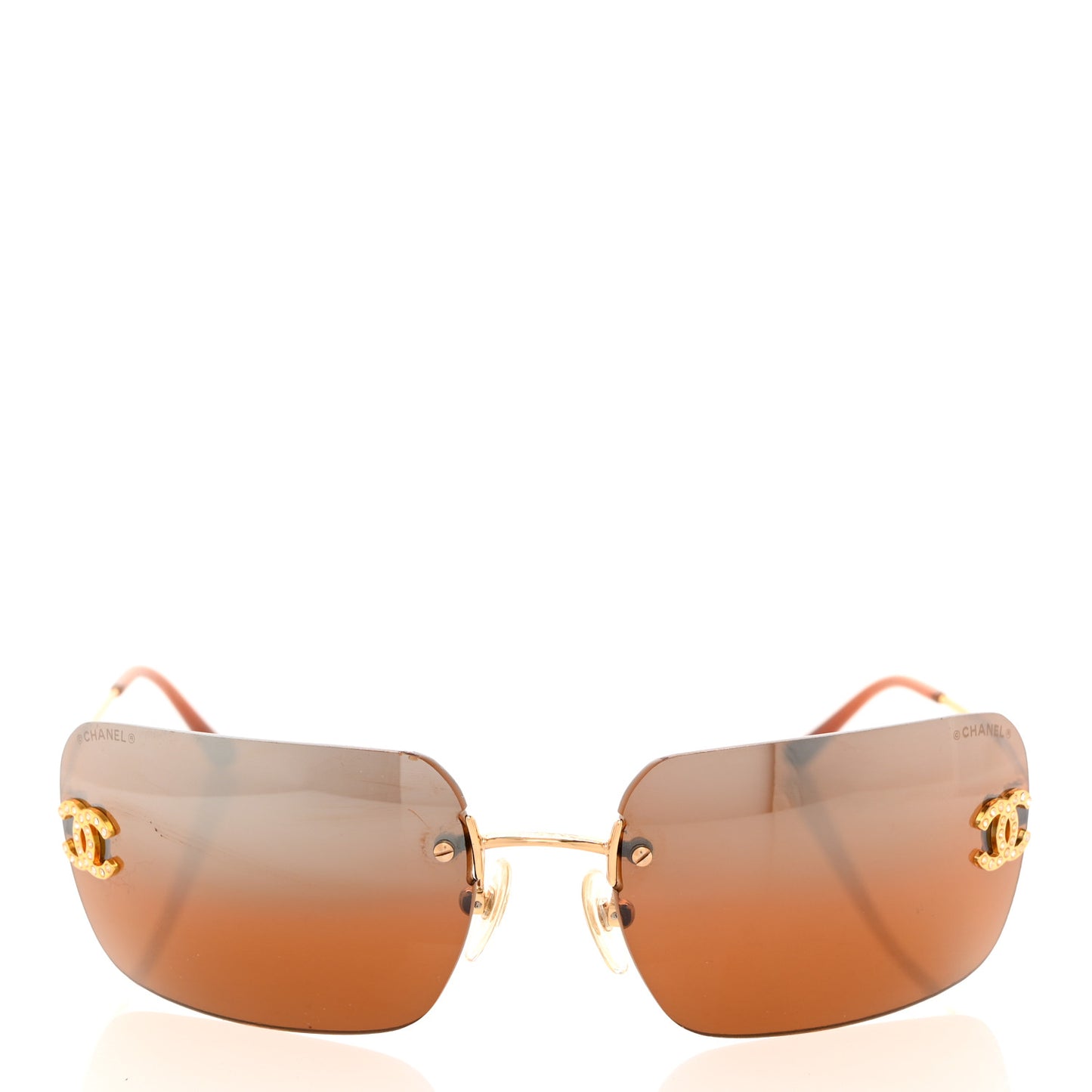 Metal Crystal CC Logo Sunglasses 4017-D Brown