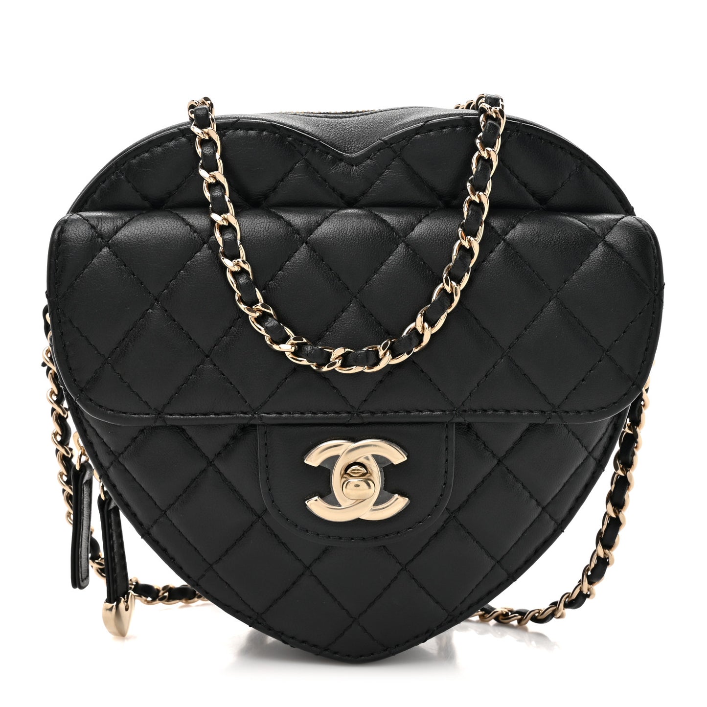 Lambskin Quilted CC In Love Heart Bag Black
