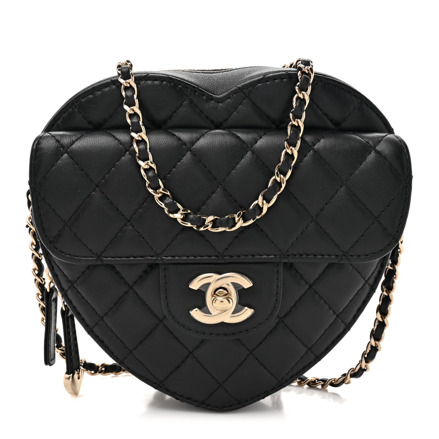 Chanel Lambskin Quilted CC In Love Heart Bag Black 1 of 10