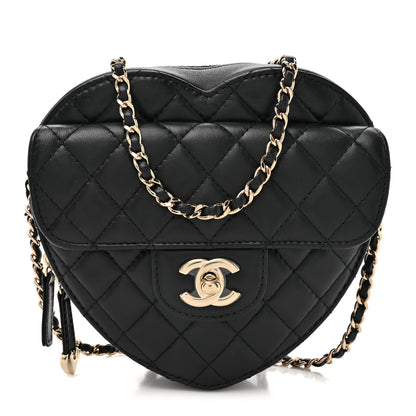 Chanel Lambskin Quilted CC In Love Heart Bag Black 1 of 10