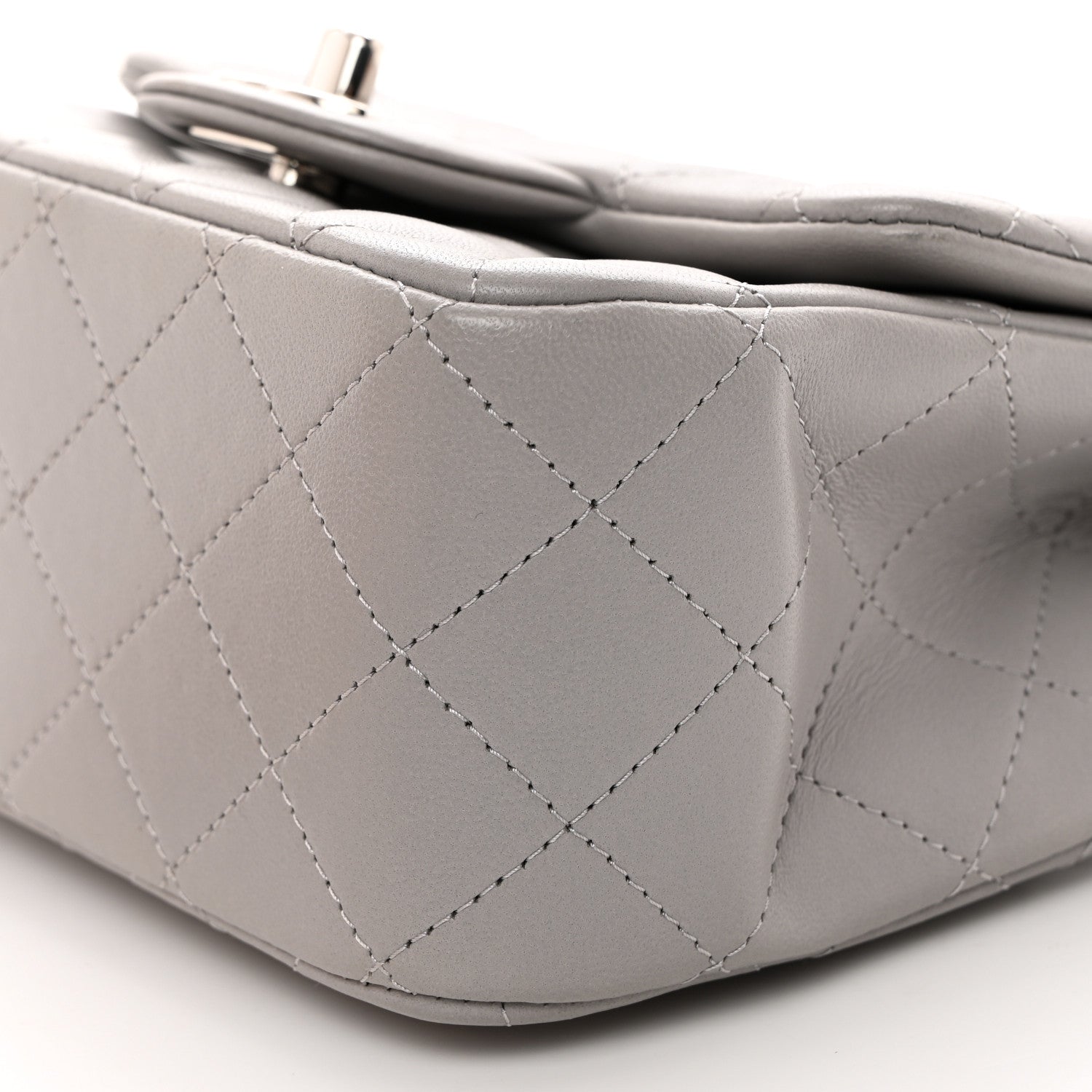 Chanel Lambskin Quilted Mini Square Flap Light Grey 10 of 10
