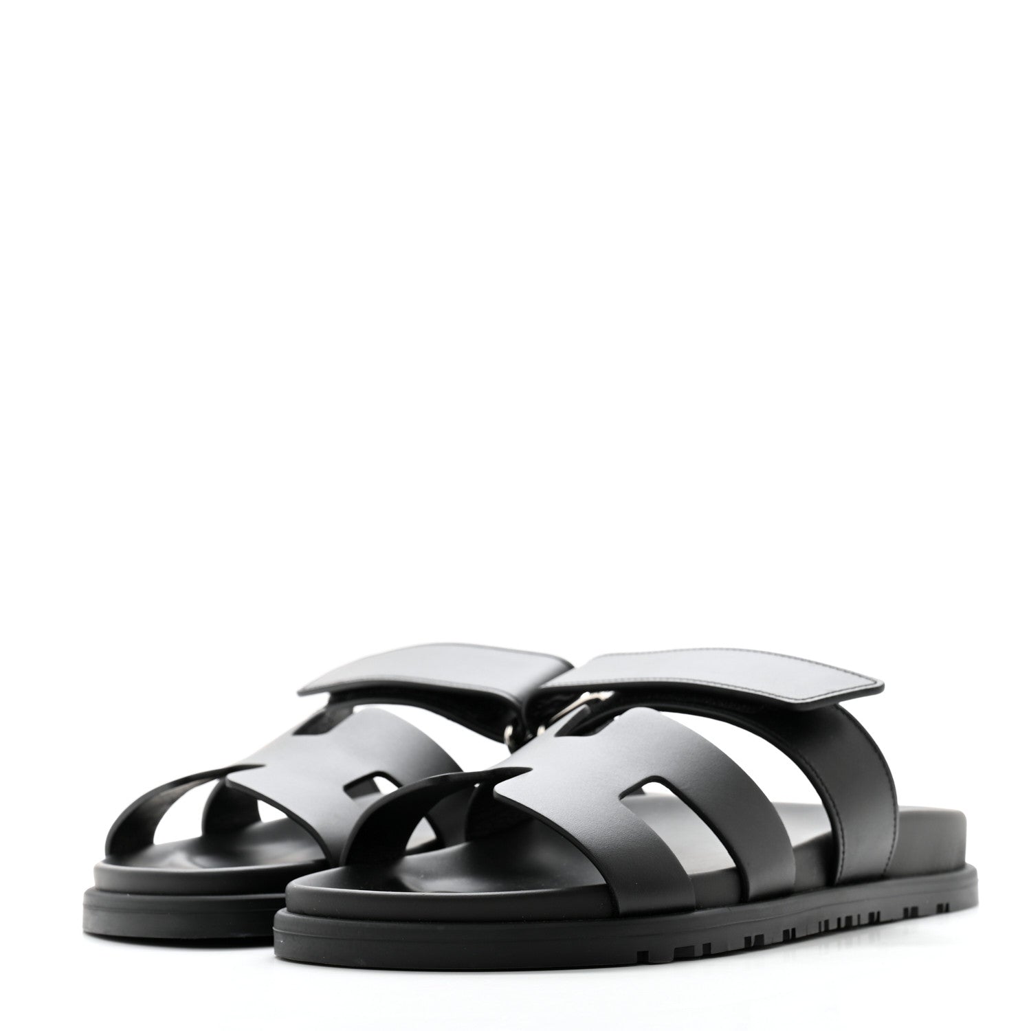 Hermes Calfskin Womens Chypre Sandals 37 Black 5 of 9