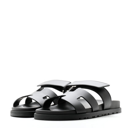 Hermes Calfskin Womens Chypre Sandals 37 Black 5 of 9