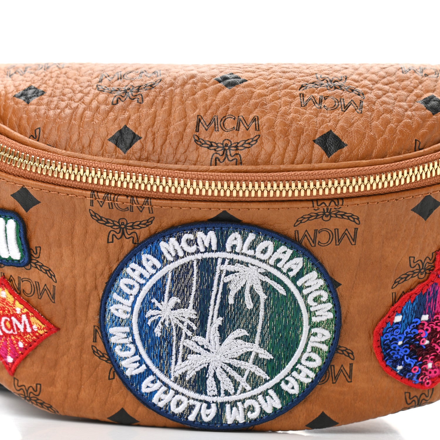 MCM Visetos Hawaii Patch Small Stark Belt Bag Cognac 8 of 10