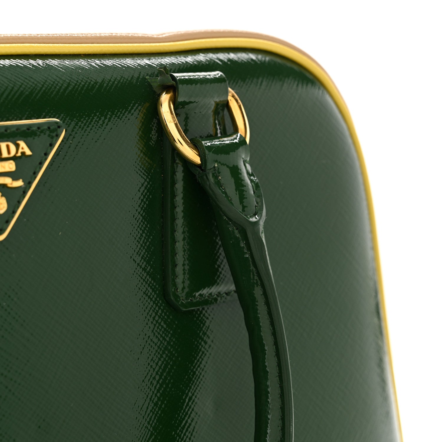 Prada Saffiano Vernice Pyramid Bag Larice Sabbia 12 of 16