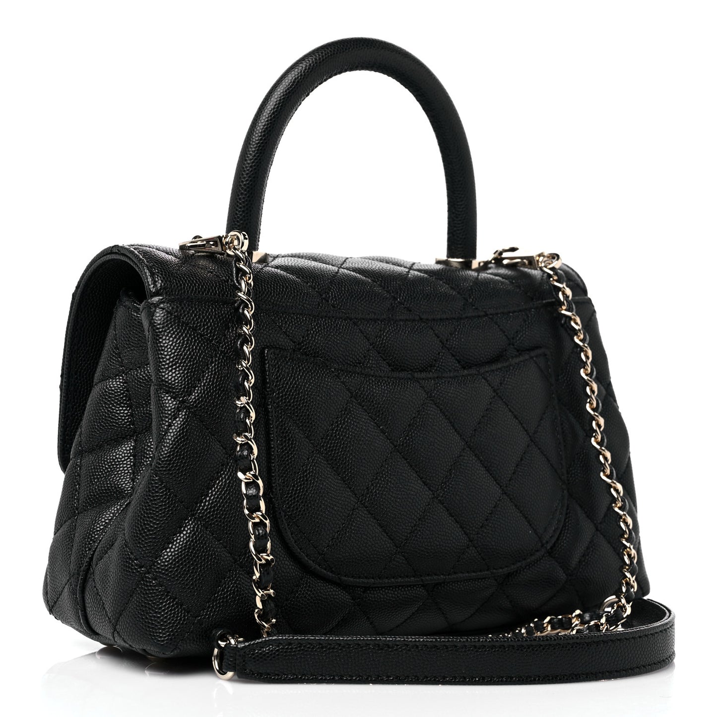Caviar Quilted Mini Coco Handle Flap Black