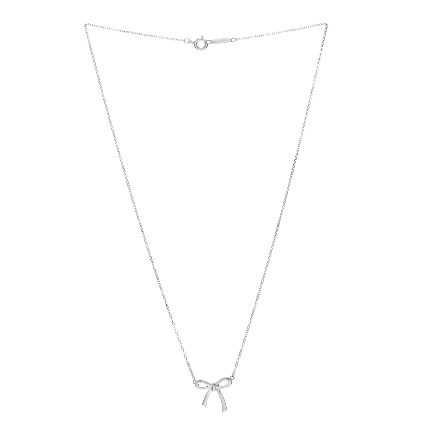 Tiffany Sterling Silver Small Bow Pendant Necklace 2 of 3