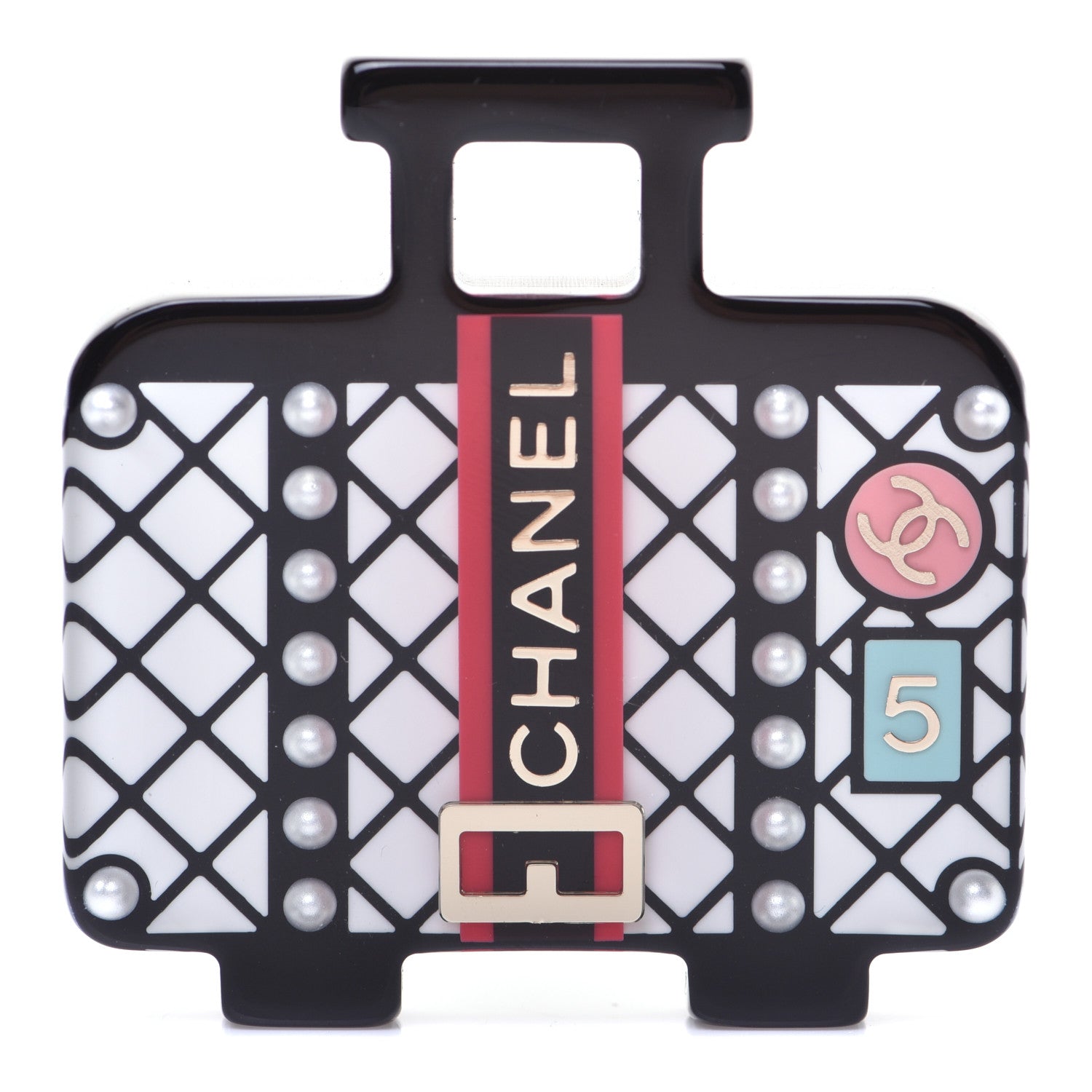 Chanel Resin Pearl Suitcase CC Brooch Multicolor 1 of 5