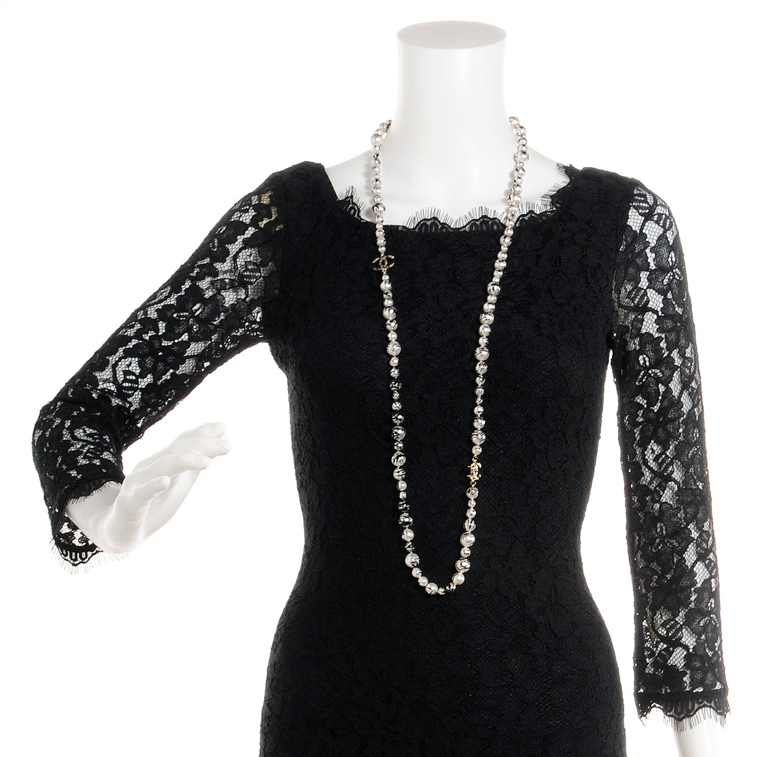 Chanel Pearl CC Graffiti Long Necklace Black Gold 2 of 7