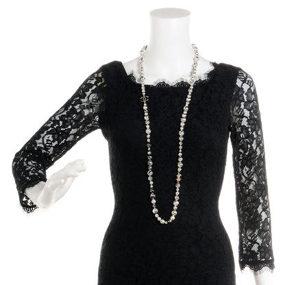 Chanel Pearl CC Graffiti Long Necklace Black Gold 2 of 7