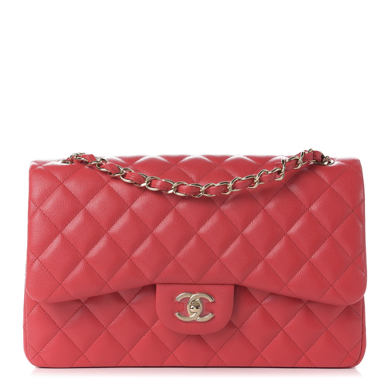 Chanel Caviar Quilted Jumbo Double Flap Red 1 of 10