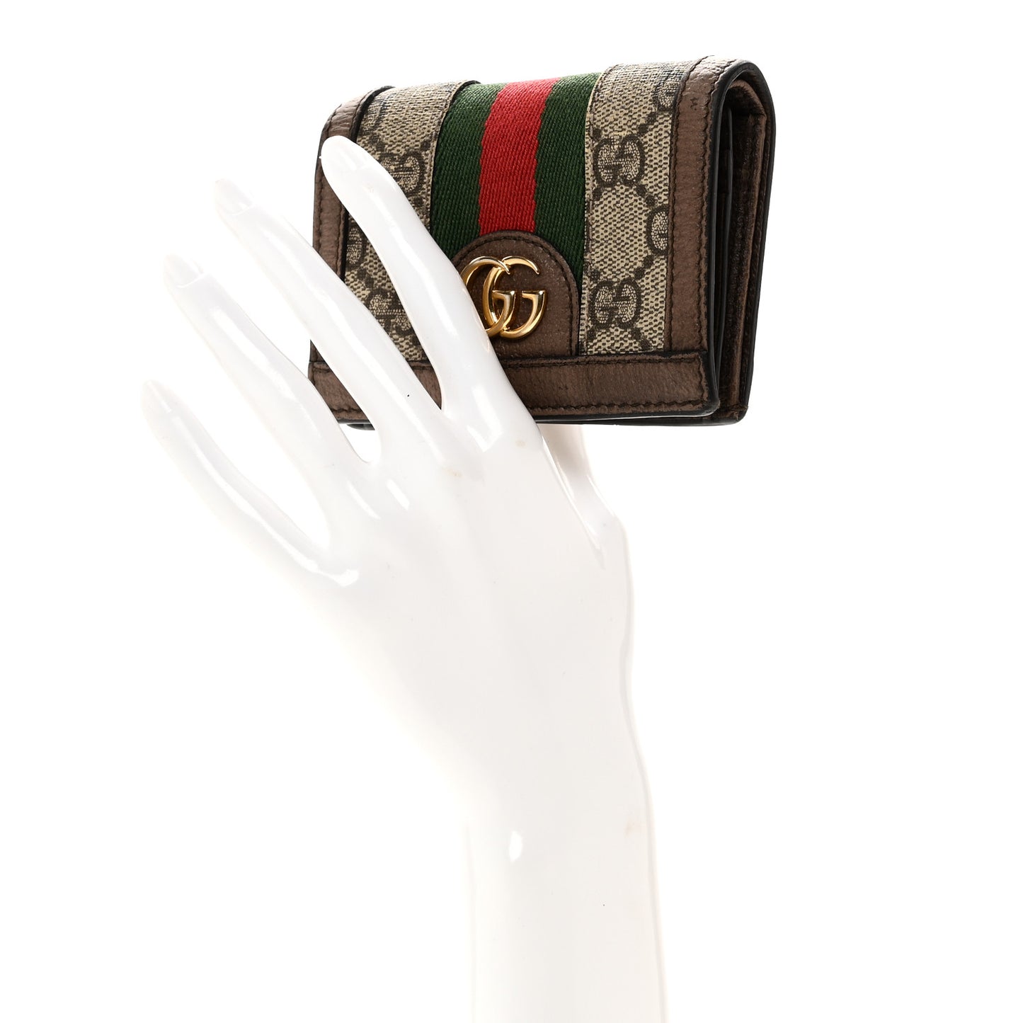 GG Supreme Monogram Web Ophidia Card Case Beige New Acero