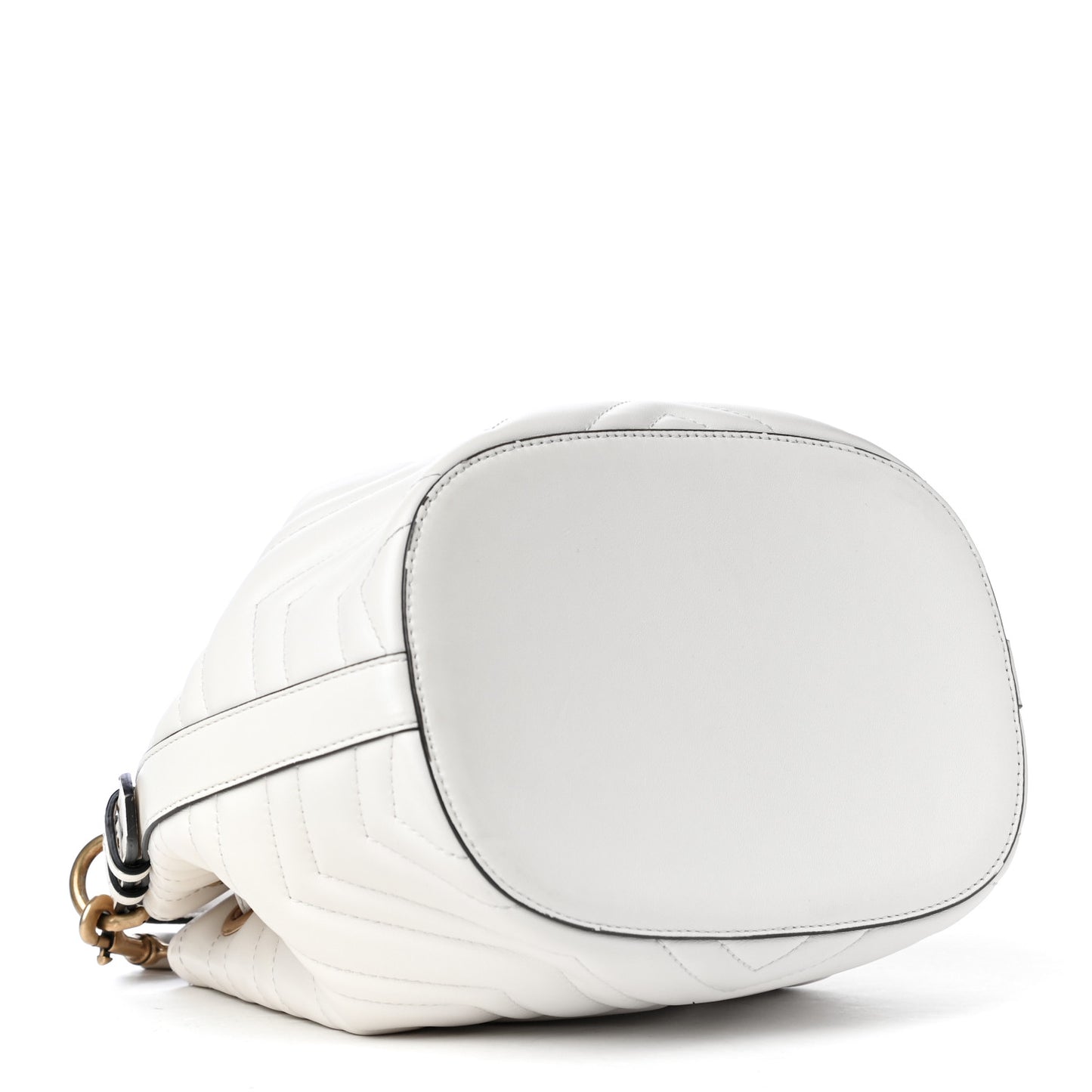 Calfskin Matelasse Sylvie Web GG Marmont Bucket Bag White