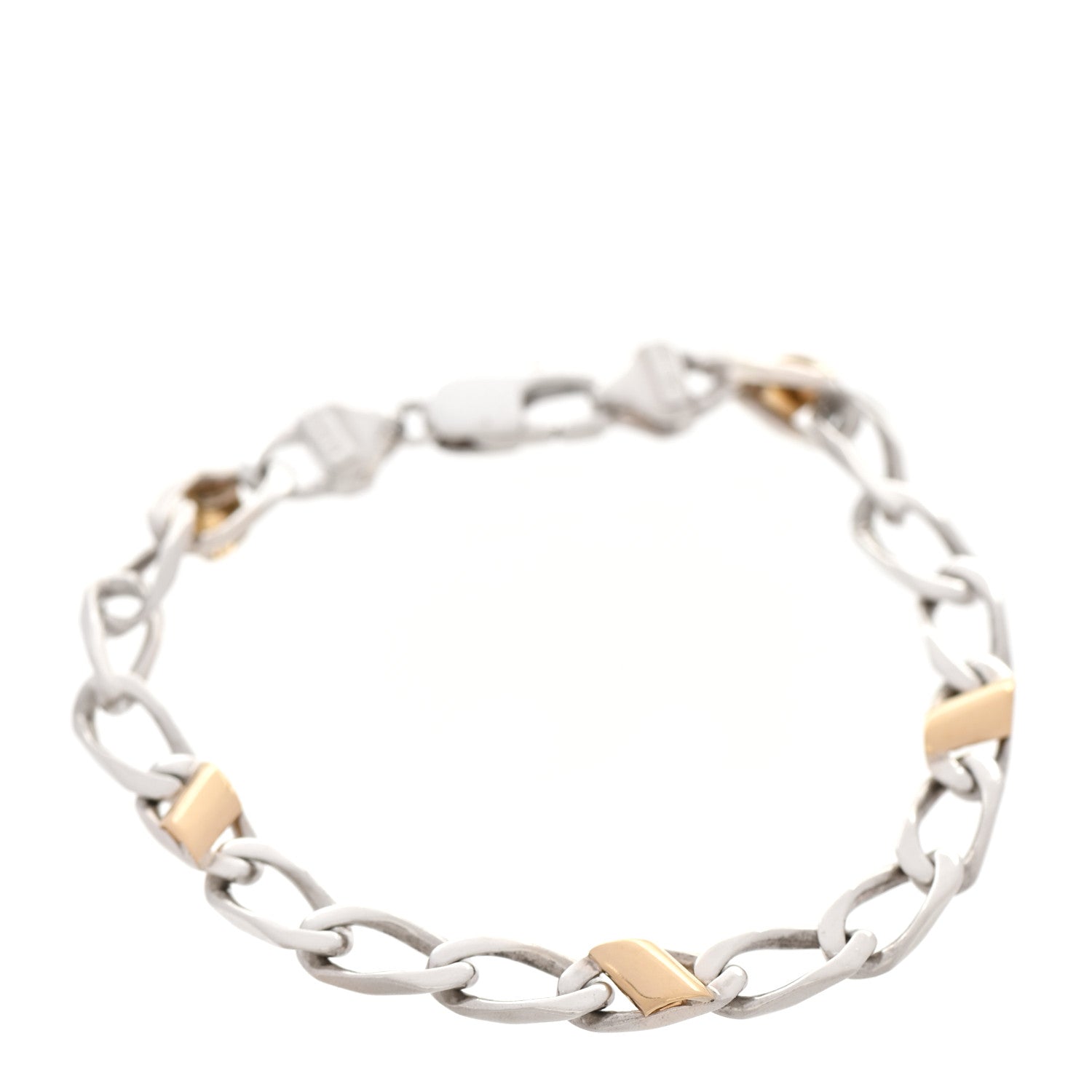 Tiffany Sterling Silver 18K Yellow Gold Curb Link Bracelet 1 of 6