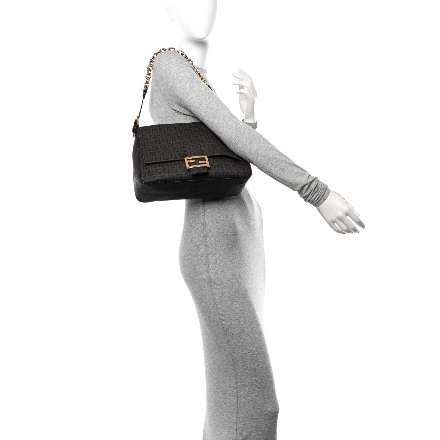Fendi Zucchino Spalmati Forever Mama Baguette Moro Black 2 of 11