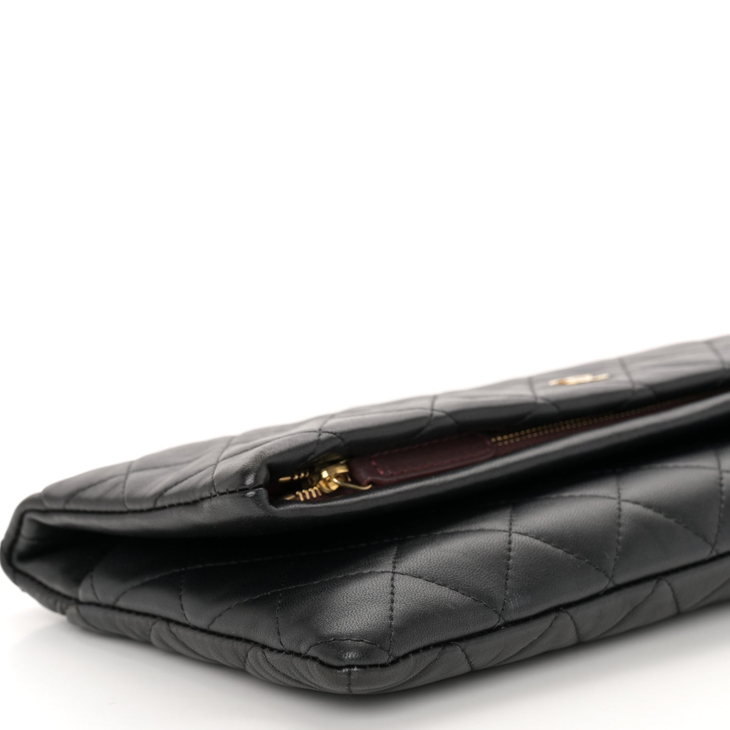 Lambskin Quilted CC Beauty Clutch Black