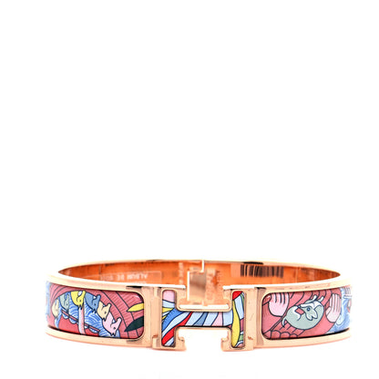 Hermes Enamel Narrow Print Cosmographia Universalis Clic Clac H Bracelet PM Album De Soie 1 of 8
