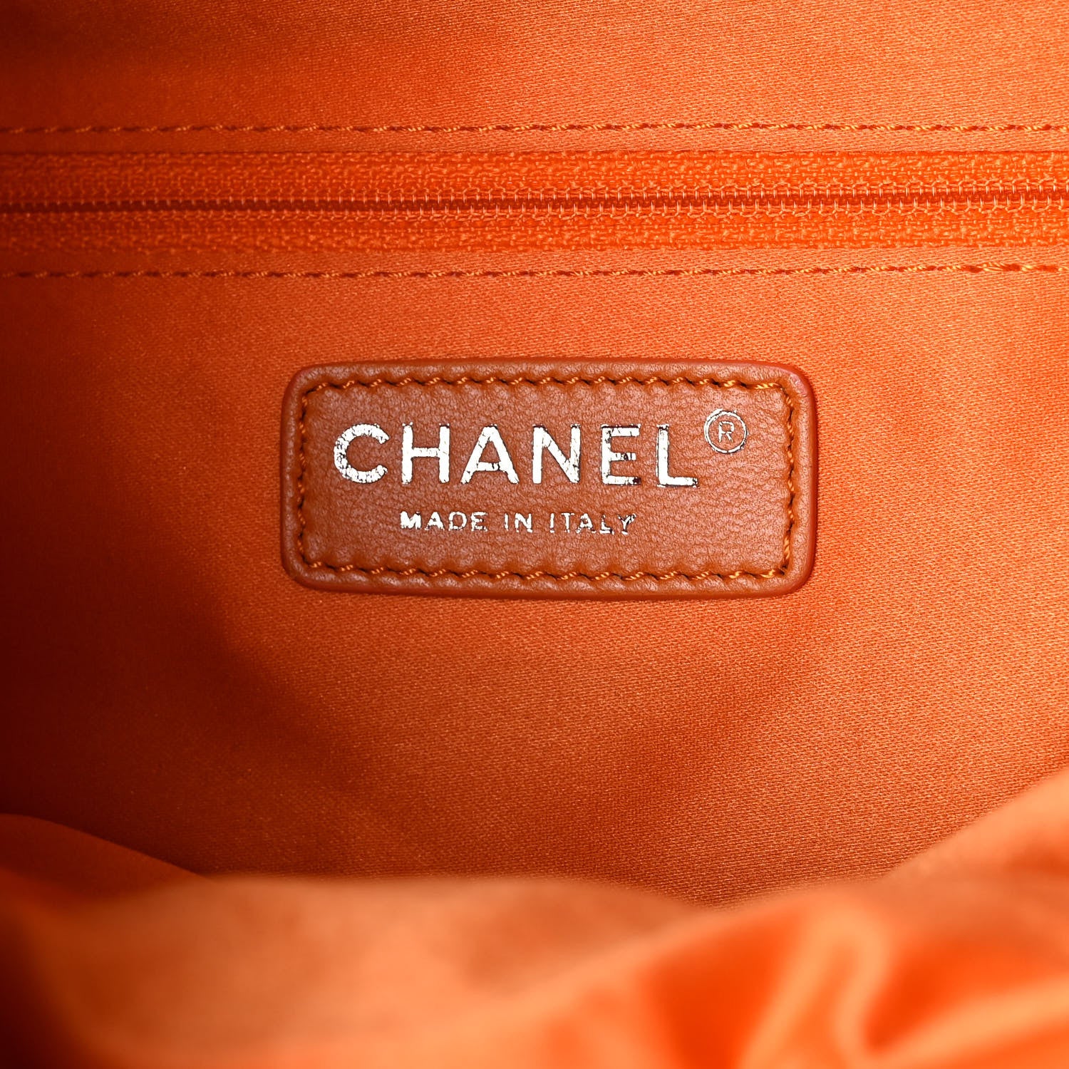 Chanel Lambskin Quilted Jumbo Grocery By Chanel Drawstring Shopping Bag Orange 7 of 16