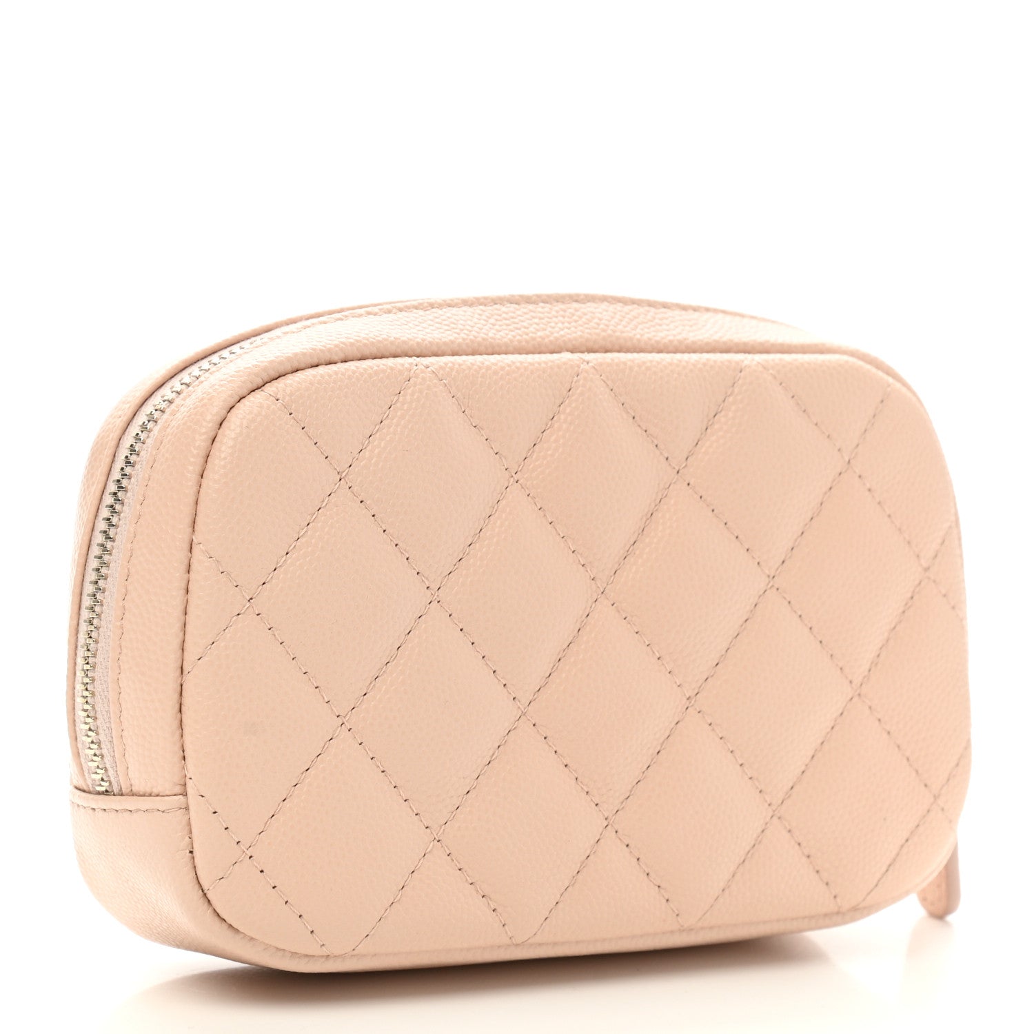Chanel Caviar Quilted Small Curvy Pouch Cosmetic Case Light Beige 3 of 7
