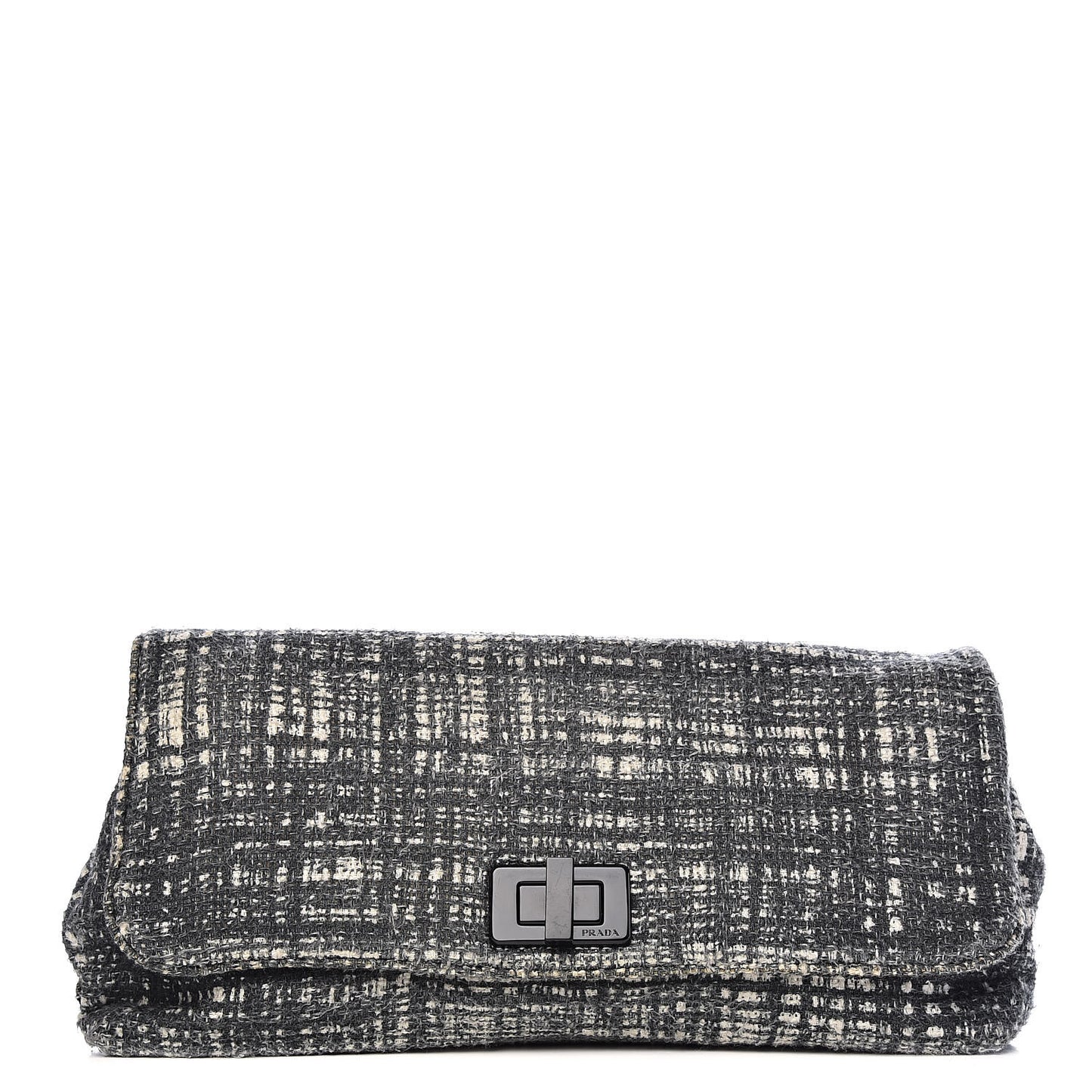 Tweed Clutch Black White