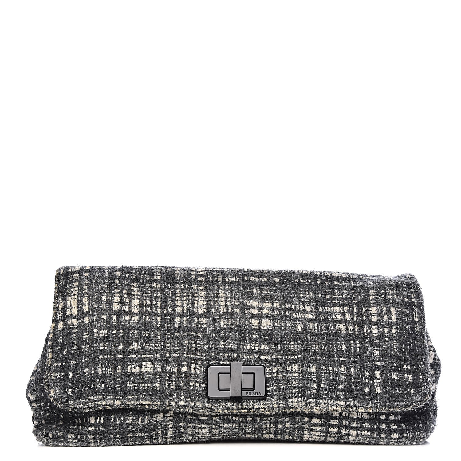 Prada Tweed Clutch Black White 1 of 9