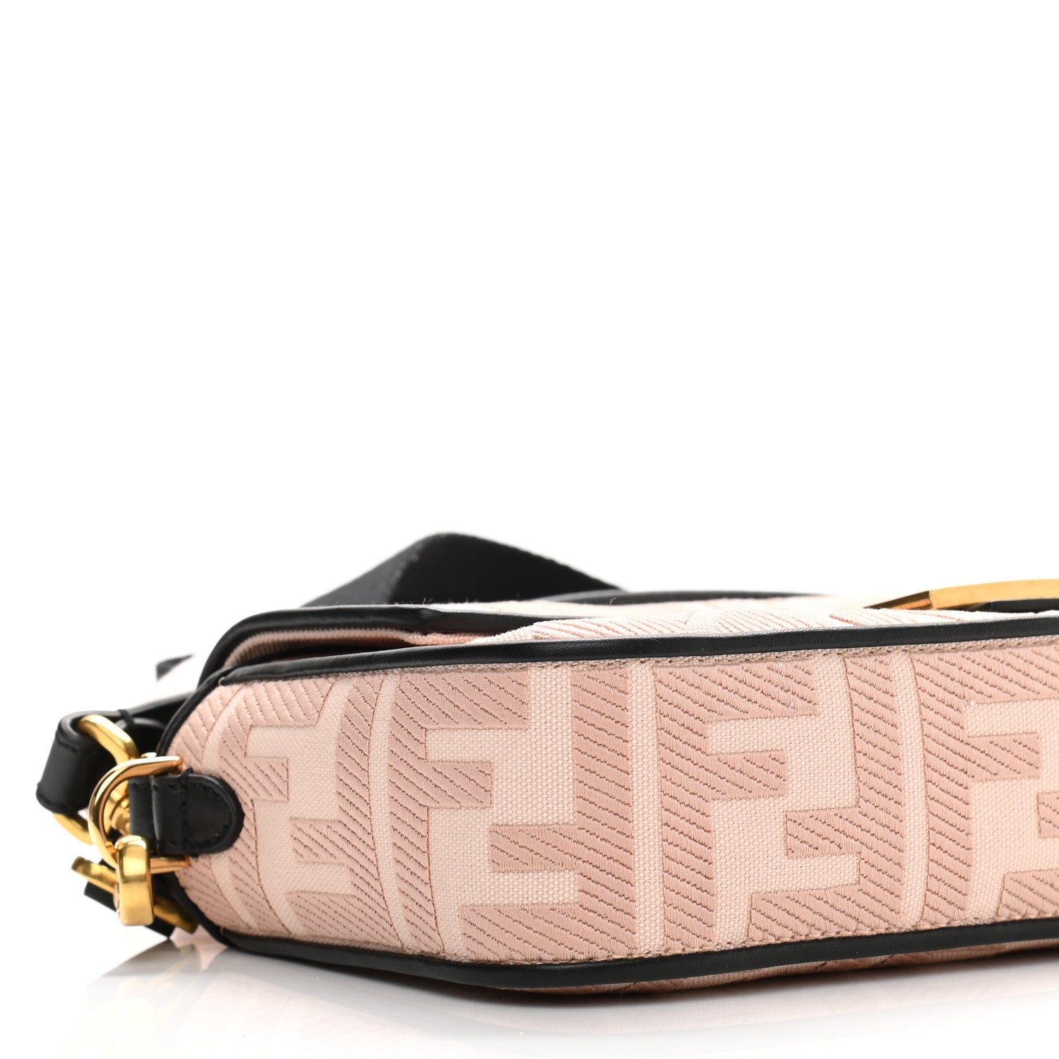 Fendi Canvas Vitello King FF Embroidered Baguette Rosa Quarzo Black 9 of 10