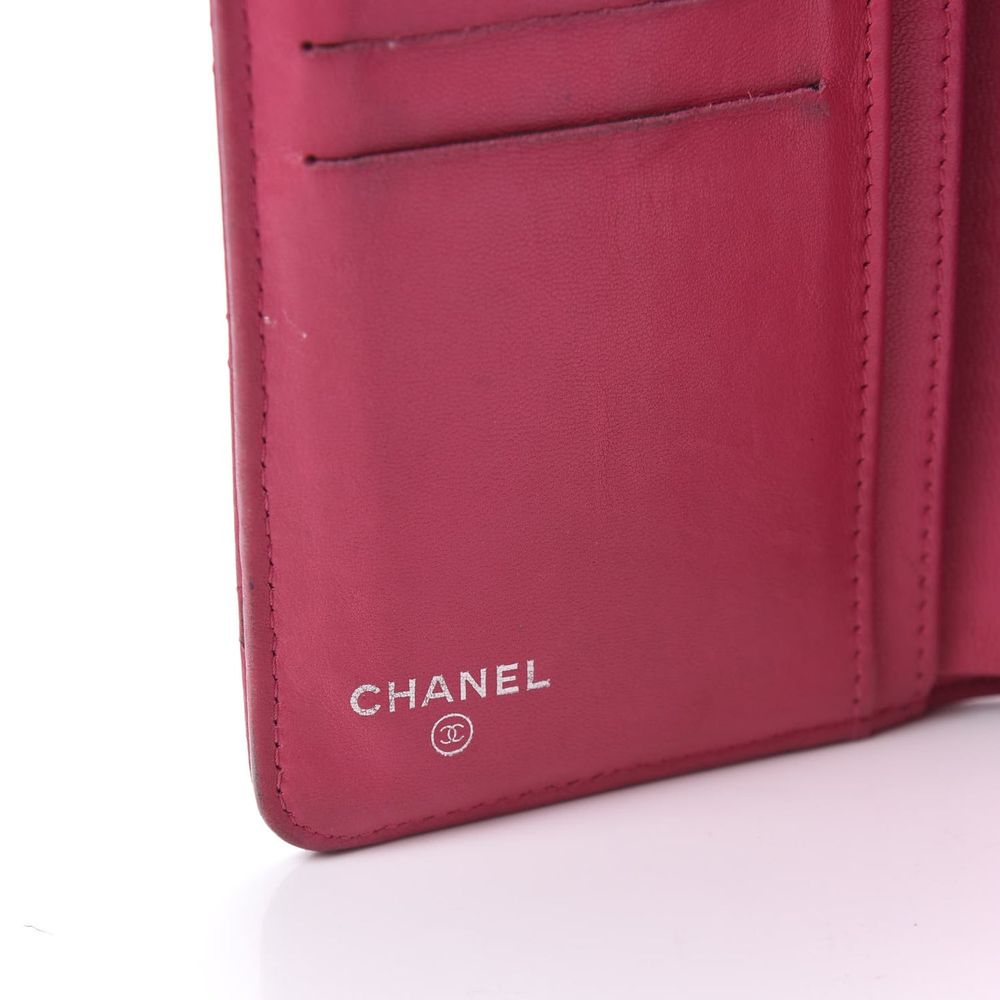 Lambskin Quilted Yen Wallet Fuchsia