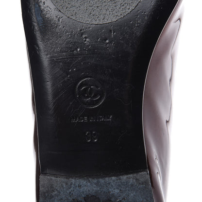 Chanel Patent CC Cap Toe Ballerina Flats 39 Navy Burgundy 7 of 12