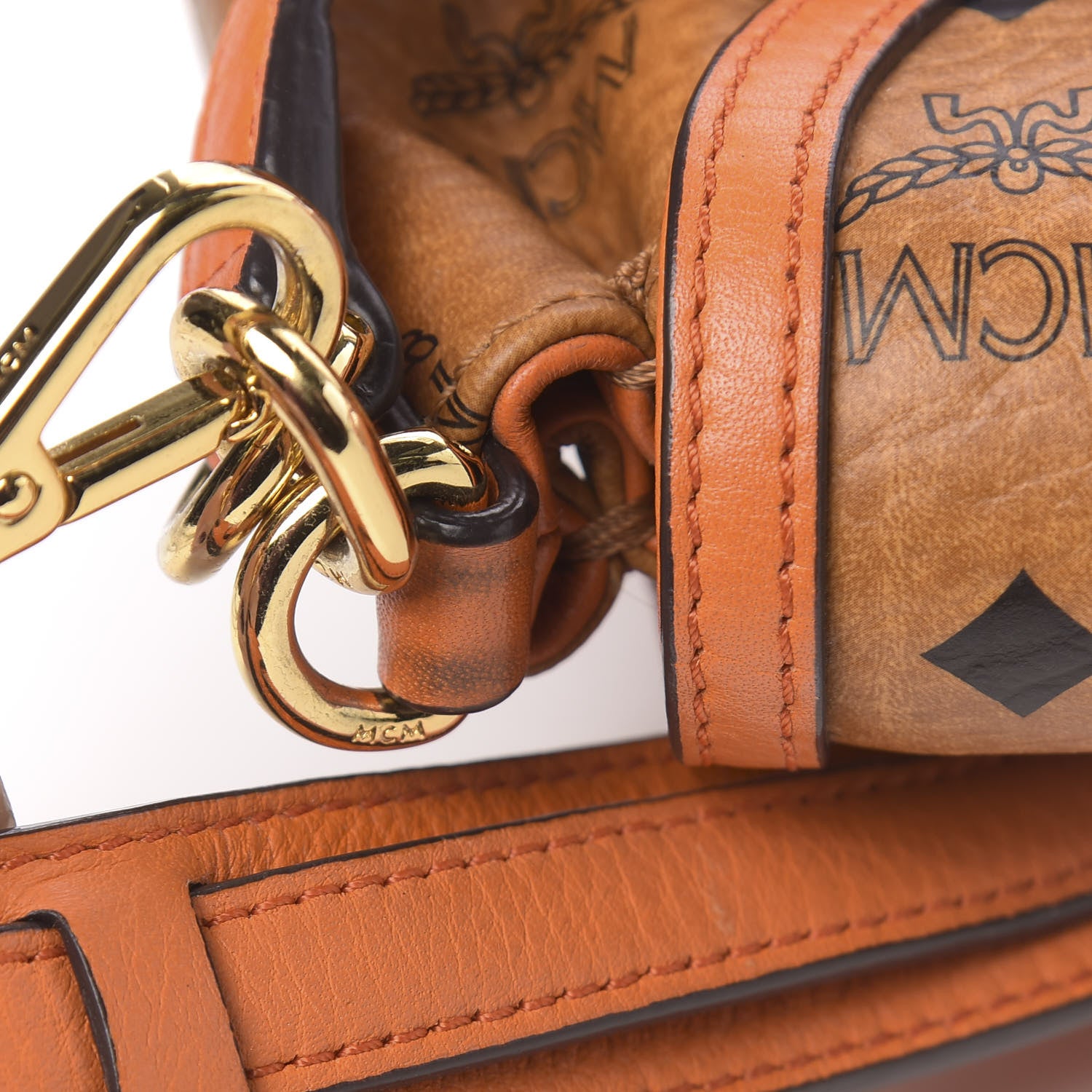 MCM Visetos Crossbody Flap Messenger Cognac Orange 8 of 12
