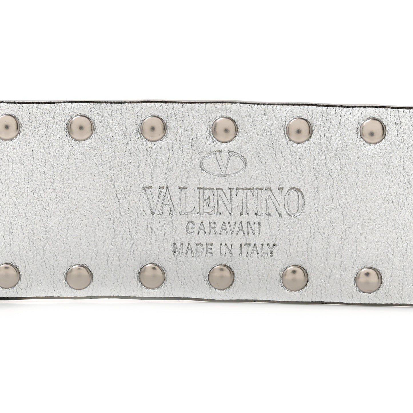 Metallic Lambskin Rockstud Spike Shoulder Strap Silver