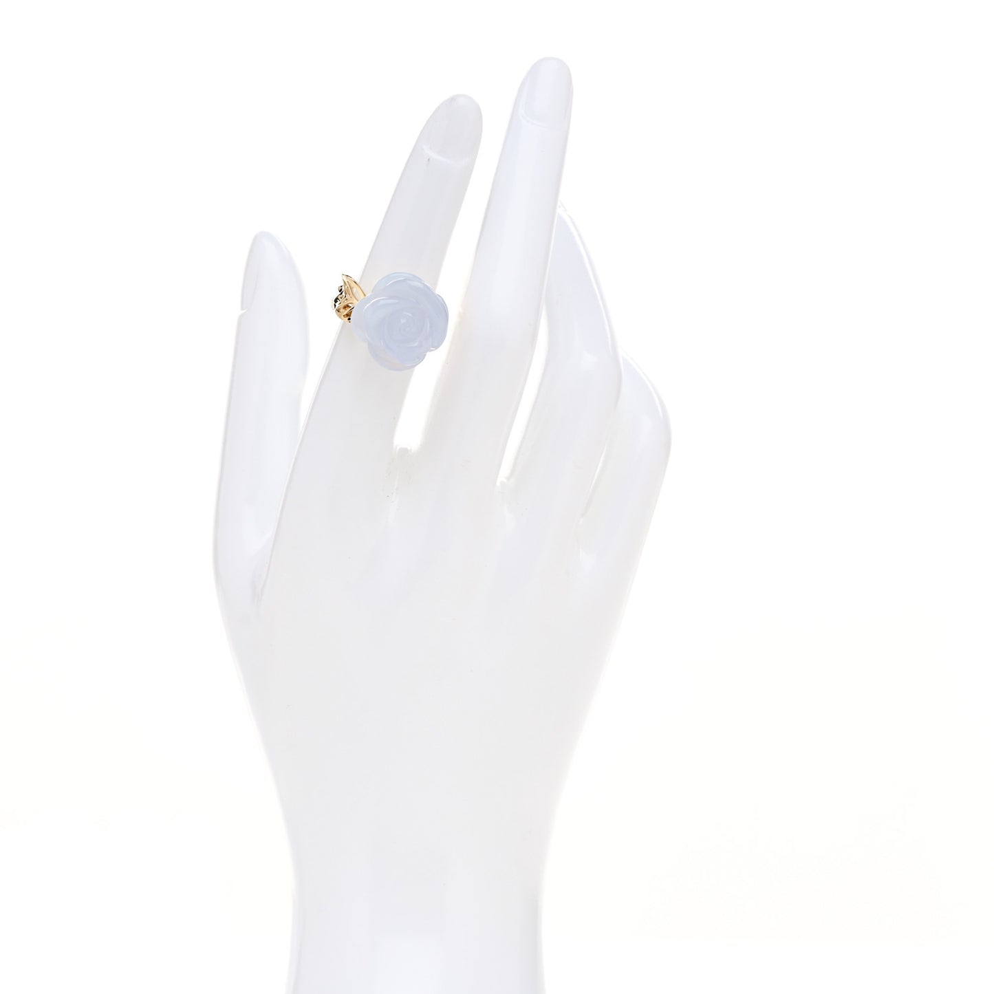 18K Yellow Gold Diamond Chalcedony Rose Dior Pre Catelan Ring 50 5.25