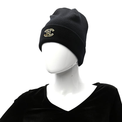 Chanel Cashmere CC Beanie Hat Black 2 of 5