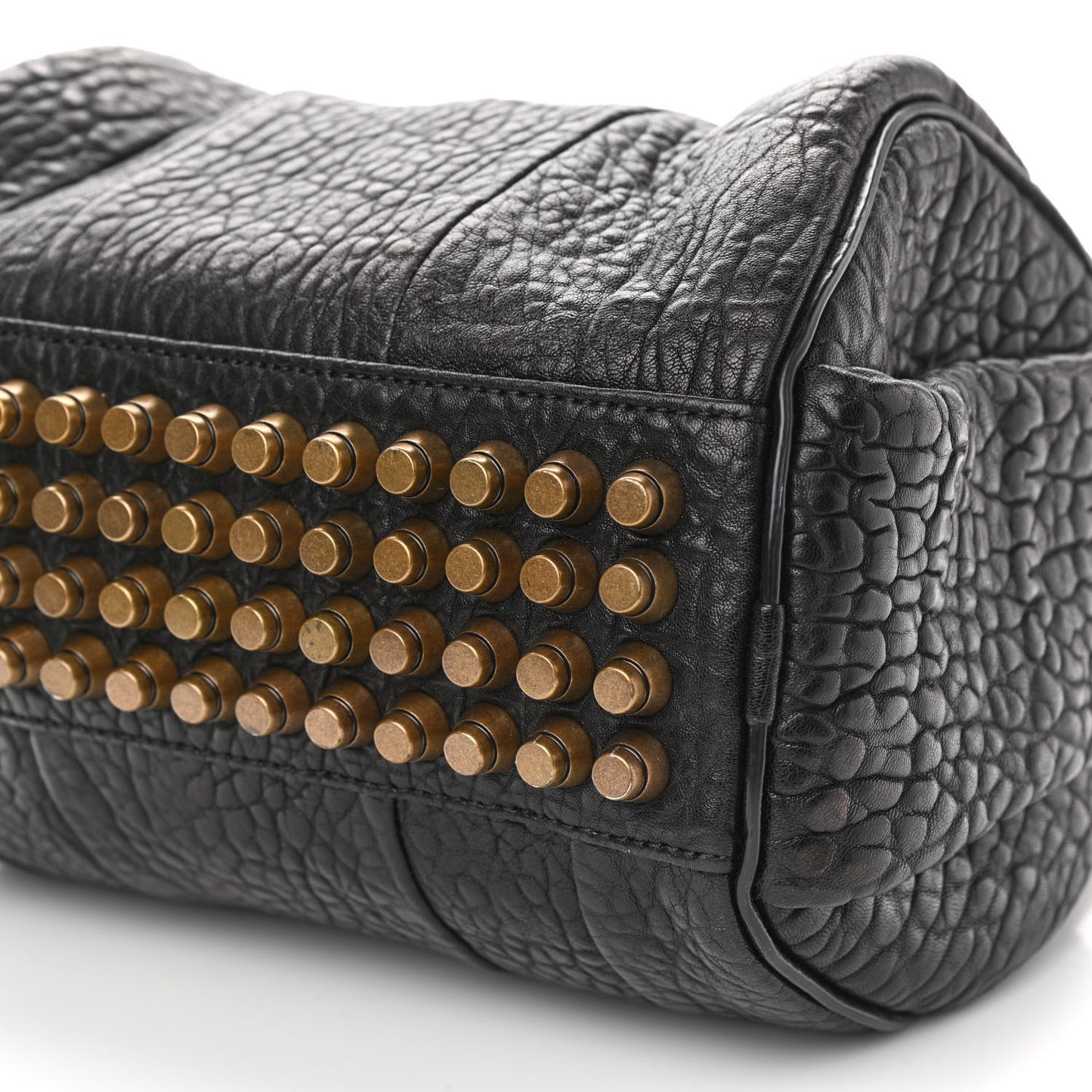 Pebbled Lambskin Rockie Black Antique Brass Hardware