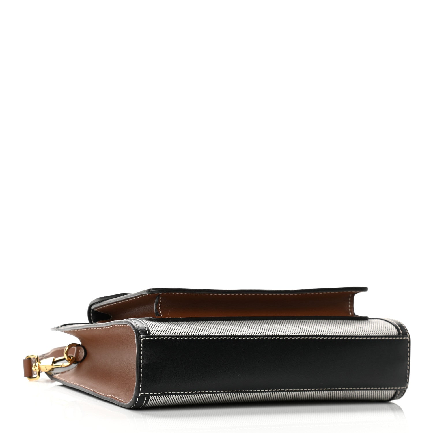 Burberry Smooth Calfskin Canvas Two Tone Mini Pocket Bag Black Tan 4 of 9