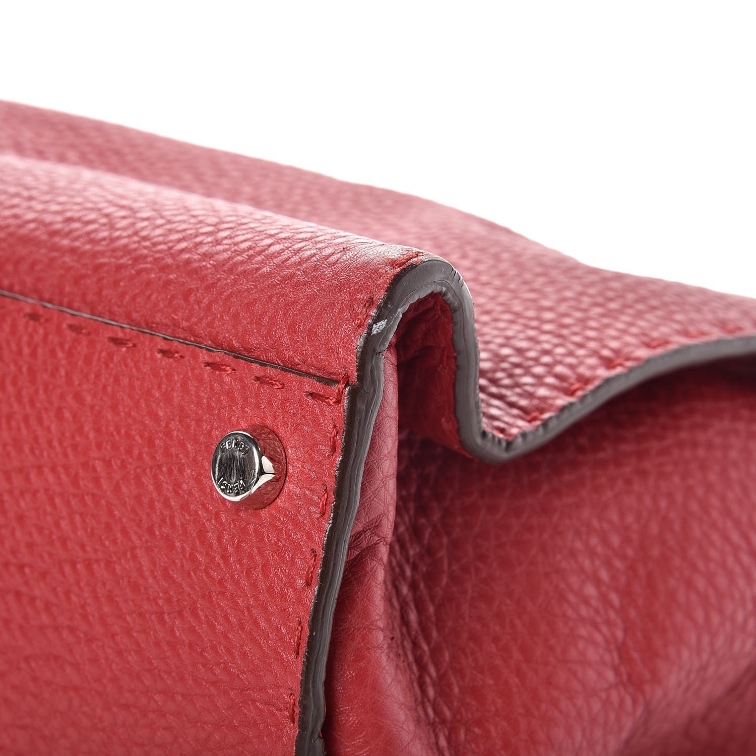 Fendi Cuoio Romano Selleria Bi-Color Large Peekaboo Iconic Satchel Rosso Latte 11 of 14