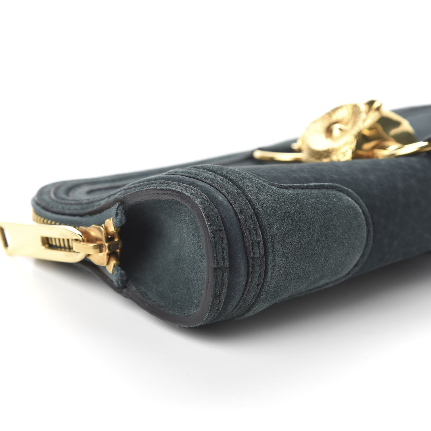 Burberry Prorsum Grainy Nubuck Alma Owl Clutch Indigo Green 6 of 10