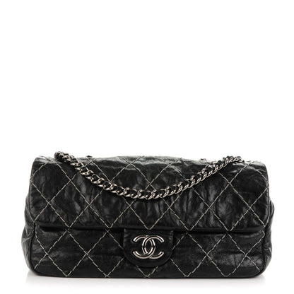 Chanel Glazed Goatskin Double Stitch Flap Black 1 of 7