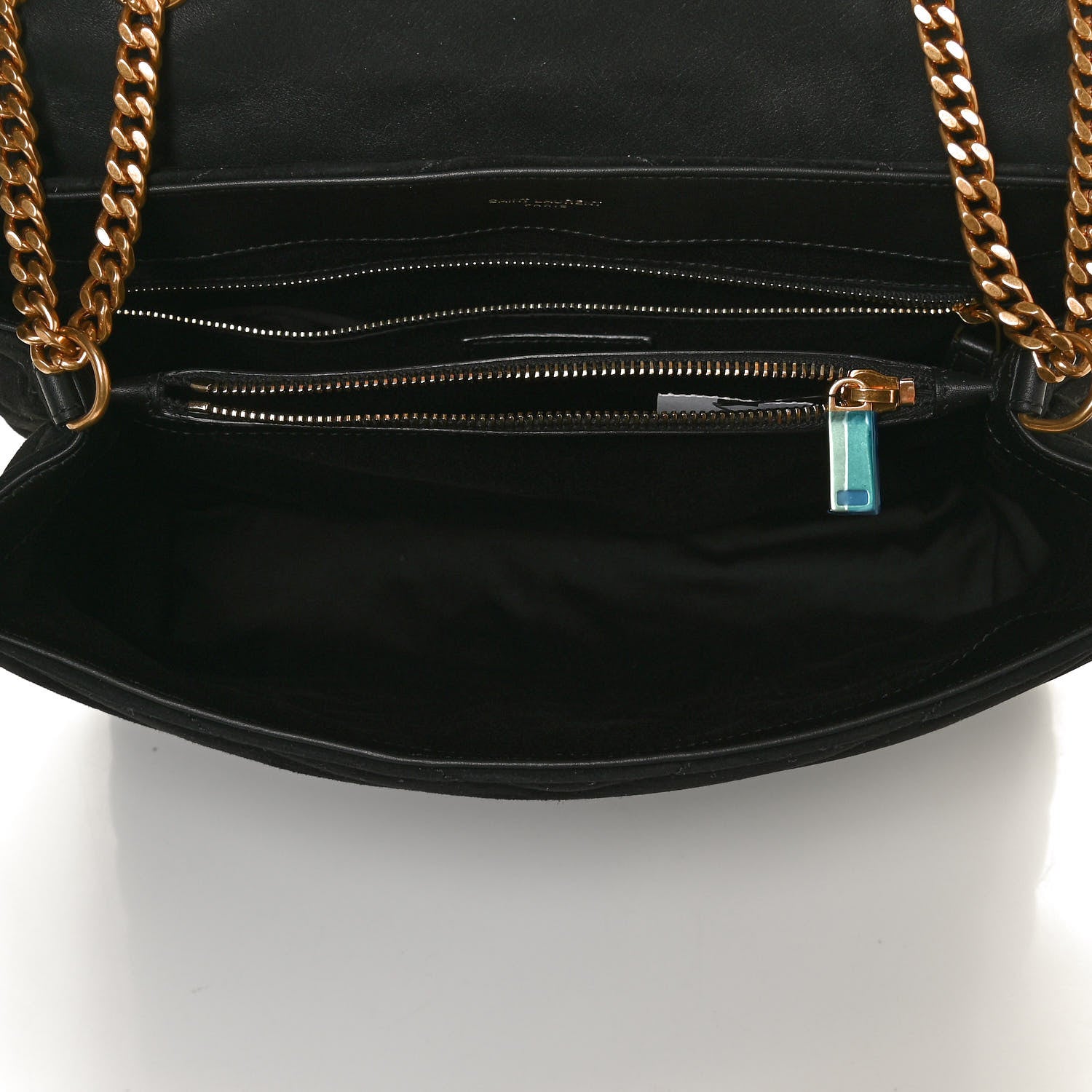 Saint Laurent Suede Y Quilted Monogram Medium Loulou Chain Satchel Black 8 of 20