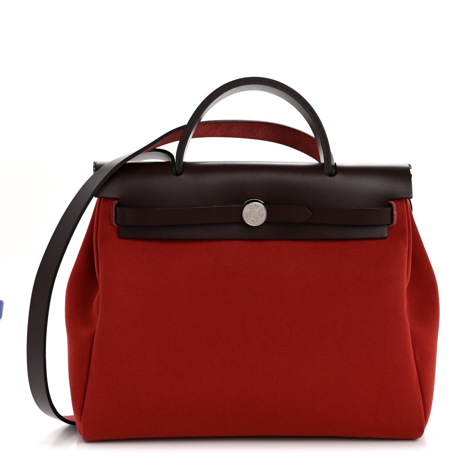 Hermes Military Toile Vache Hunter Tri-Color Herbag Zip Retourne 31 PM Rouge H Rouge Sellier Rose Mexico 1 of 14