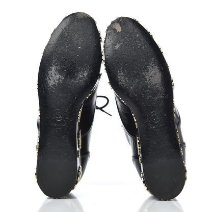 Chanel Crumpled Calfskin Lace Up Platform Oxfords 37 Black 5 of 22