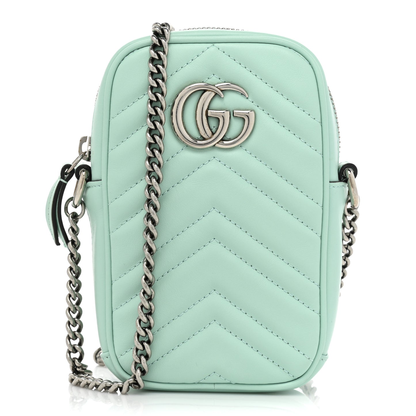 Calfskin Matelasse Mini GG Marmont Crossbody Bag Water Green