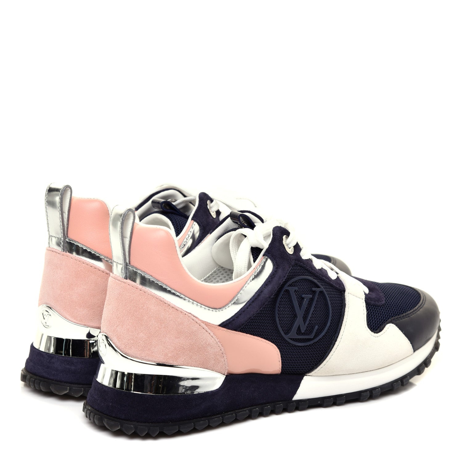Louis Vuitton Suede Calfskin Run Away Sneakers 36 Blue Pink White 4 of 7