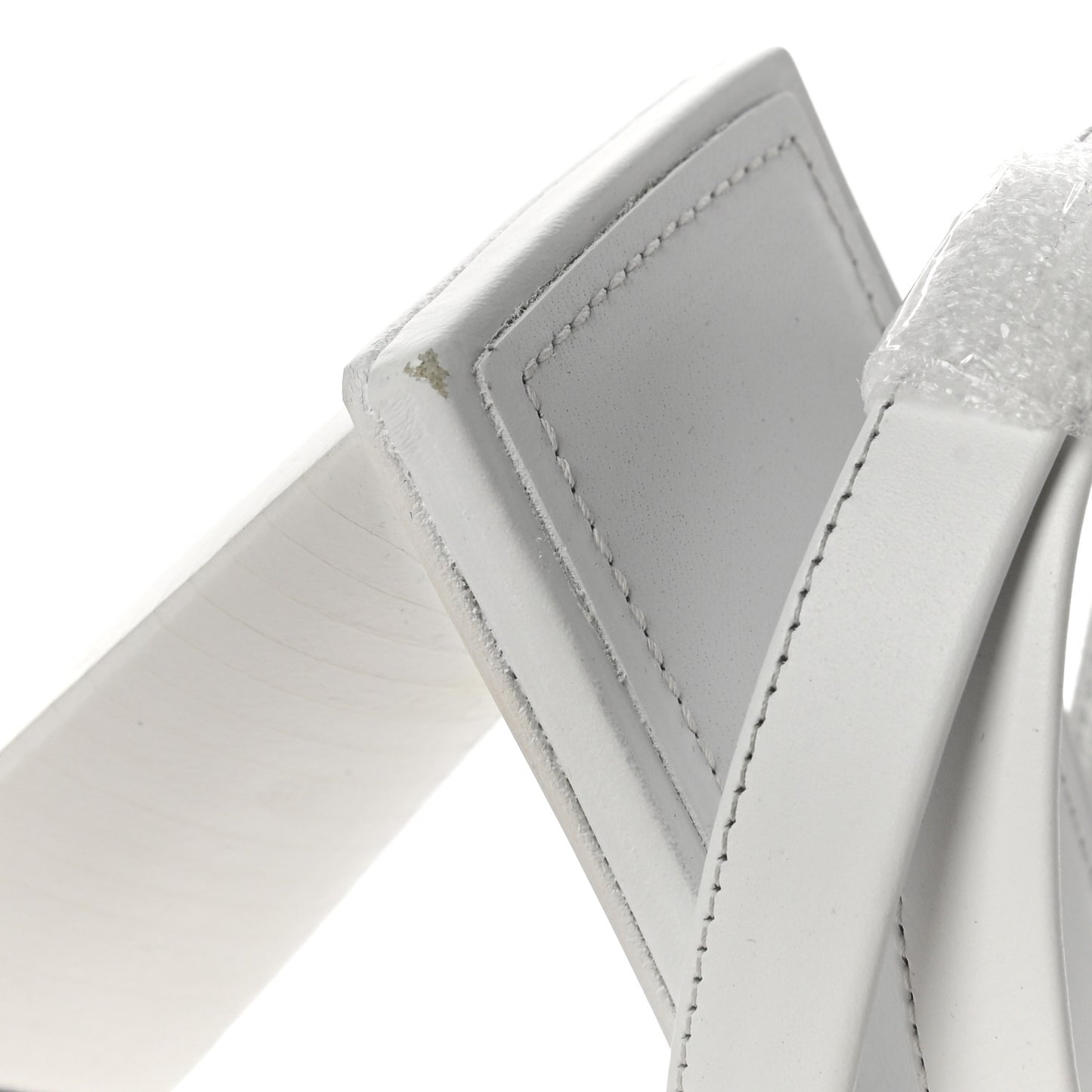 Smooth Calfskin Moon Square Toe 90mm Sandals 36 Optical White