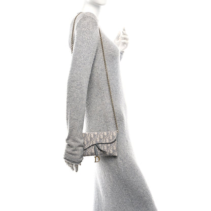 Christian Dior Oblique Saddle Chain Long Wallet Grey 2 of 13